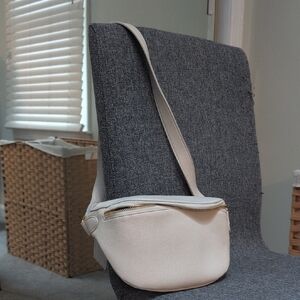 White Leather Crossbody Belt Bag - Minimal Everyday Style